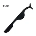 Streamlined black eyelash applicator tool with magnetic metal clip for easy lash placement - Regular Fit / Black