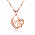 Collar con colgante de corazón MOM en oro rosa con cristales y diseño hueco elegante - Oro Rosa (D1414)
