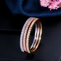 Driedelige stapelbare ringenset in zilver, roségoud en goud met AAA-zirkonia micropavé - A Ring Set (Driekleurig Goud) Maat 6