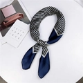 Elegant navy and white polka dot silk scarf for women in a minimalist French style - 70*70cm / Small Dots Yellow Navy Blue