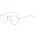Lunettes dorées à monture ronde en métal avec branches fines et plaquettes transparentes - Couvre-pieds Blanc Transparent À Cadre Doré C1