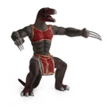 Dinosaurus strijder actiefiguur in rood goud harnas met lange zilveren klauwen - Therizinosaurus Krijger (365G)