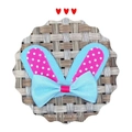 Detail of pink polka dot rabbit ears and light blue ribbon bow DIY craft accessory - 5.5*6cm / Sky Blue