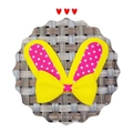 Pink and yellow bunny ears hair accessory with polka dots and ribbon bow on a woven mat - 5.5*6cm / Gold Yellow
