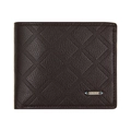 Herren-Bifold-Lederbörse in Dunkelbraun mit geprägtem Rautenmuster-Design - Dunkelbraun