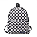 Classic black and white checkerboard nylon backpack with casual outdoor travel design - Black White Grid