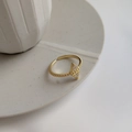 Detail of 925 silver gold ring with diamond pattern and shimmering cubic zirconia - Double Triangle Ring J933 / Gold / Adjustable Open