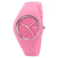 Montre à quartz SKMEI en silicone rose avec cadran rond et boîtier en métal argenté - Rose