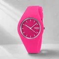 Montre à quartz rose rouge minimaliste avec bracelet en silicone et cadran assorti - Rose rouge