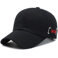 Black cotton baseball cap with silver metal rings and red THE MOST embroidery detail - Adjustable / Black (Red Embroidery)