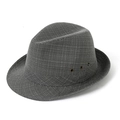 Men's classic fedora hat in textured heather grey with side metal ventilation eyelets - 57cm / Dark Grey (Linen Style)