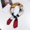 Minimalist silk scarf in color-block navy, burgundy, and gold with pointed ends - 70cm / 9 Color Block Wine Red