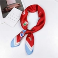 Elegant red silk scarf with geometric prints and artistic patterns for women - 70cm / 14 Leisure Time Red