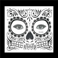 Waterproof Day of the Dead sugar skull face tattoo sticker for Halloween stage makeup - HFS024