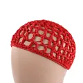 Handgefertigtes rotes Häkel-Haarnetz mit Wabenmuster für Vintage-Frisuren und Zubehör - Rot