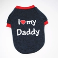 Navy dog hoodie with I Love My Daddy slogan and red trim on soft knit fabric - Navy Blue I Love Daddy
