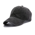 Gorra de béisbol retro gris oscuro lavado con corona suave y visera curva para exteriores - Ajustable / Negro