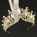 Luxe bruidskroon van goudlegering met marquise strassteentjes en witte parels set - Individuele Kroon / Goud
