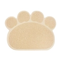 Beige PVC cat litter mat in paw shape with anti-slip and sand-trapping spiral texture - Paw Shape / Off-white