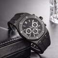 Men's black chronograph watch with octagonal bezel and rubber strap on premium display box - Black Case Black Tapisserie Dial(6)