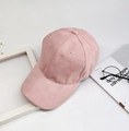 Pink faux leather baseball cap with a matte suede finish in a minimalist style - Adjustable / Suede Pink