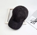 Classic black faux suede baseball cap with a minimalist six-panel design for fashion - Adjustable / Suede Black