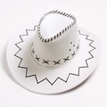 Classic white cowboy hat with black decorative stitching and side ventilation holes - White
