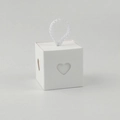 Boîte cadeau en papier kraft blanc avec découpe en cœur et poignée pour les mariages - Boîte Extérieure Blanche + Boîte Intérieure Blanche + Corde Blanche