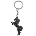Close-up of a creative black metal horse-shaped keychain with intricate carving details - Running Horse Black