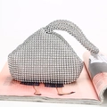 Elegante borsa da sera a triangolo con perline argento e manico per donna - 17cmx5cmx12cm / Argento