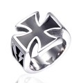 Men's punk titanium steel ring featuring black cross and lightning bolt engraving - US 8 / Steel