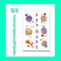 WK-097 bunte Weltraum-Tattoos für Kinder mit Planeten und Sonnensystem-Motiven - Bunte Planeten (WK-097)