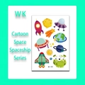 Cartoon space temporary tattoo sheet for kids featuring rockets and planets WK-102 - Space Mission (WK-102)