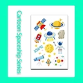 Cartoon astronaut and spaceship temporary tattoo stickers for children in blue and red - Cartoon Astronaut (WK-100)