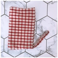 Minimalist red and white gingham fabric mobile phone bag with convenient hand strap - White With Red Grid