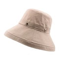 Khaki cotton canvas wide-brim sun hat featuring decorative golden metal buckles - M (56-58cm) / Khaki