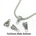 Detail of 7x15mm antique silver bail connector for DIY jewelry making and pendants - 3496-Silver Smooth