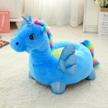 Fauteuil licorne bleu ciel pour enfants avec crinière arc-en-ciel sur tapis blanc - Licorne à Ailes Bleu Foncé