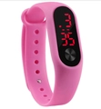 Pink LED digital sports watch with adjustable silicone strap on a white background - Rose Red