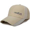Beige quick-dry baseball cap with laser-cut ventilation and grey mesh panels - Light Beige