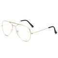 Stylish gold metal aviator glasses frame with black ear tips on a clean white background - Gold Frame