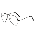 Classic black metal aviator glasses frame for men and women with clear lenses shown in 45-degree angle - Black Frame