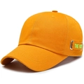 Orange cotton baseball cap with neon green THE MON embroidery and metal buckle detail - Adjustable / Yellow