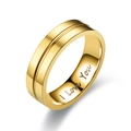 Macro detail of golden ring interior featuring the cursive I Love You engraving - US 7 / Gold Without Diamond