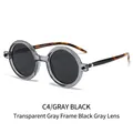Gafas de sol redondas retro con montura gris transparente y patillas de carey chic - Montura Gris Transparente Lente Gris