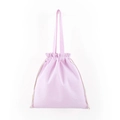 Vue détaillée du sac à cordon en toile de coton rose avec poignées et cordons robustes - 34*37cm / Rose