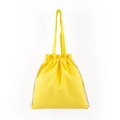 Dettaglio della borsa tote in tela gialla con coulisse e manici robusti - 34*37cm / Giallo