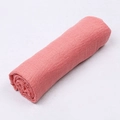 Solid coral pink Bali yarn scarf with fringe trim in a soft cotton linen textured fabric - Rose Pink