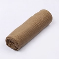 Brown textured voile scarf with frayed edges in a soft, wrinkled cotton-linen fabric - Camel
