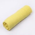 Detailed view of yellow crinkle cotton linen scarf showing soft pleated fabric texture - Yellow No. 6